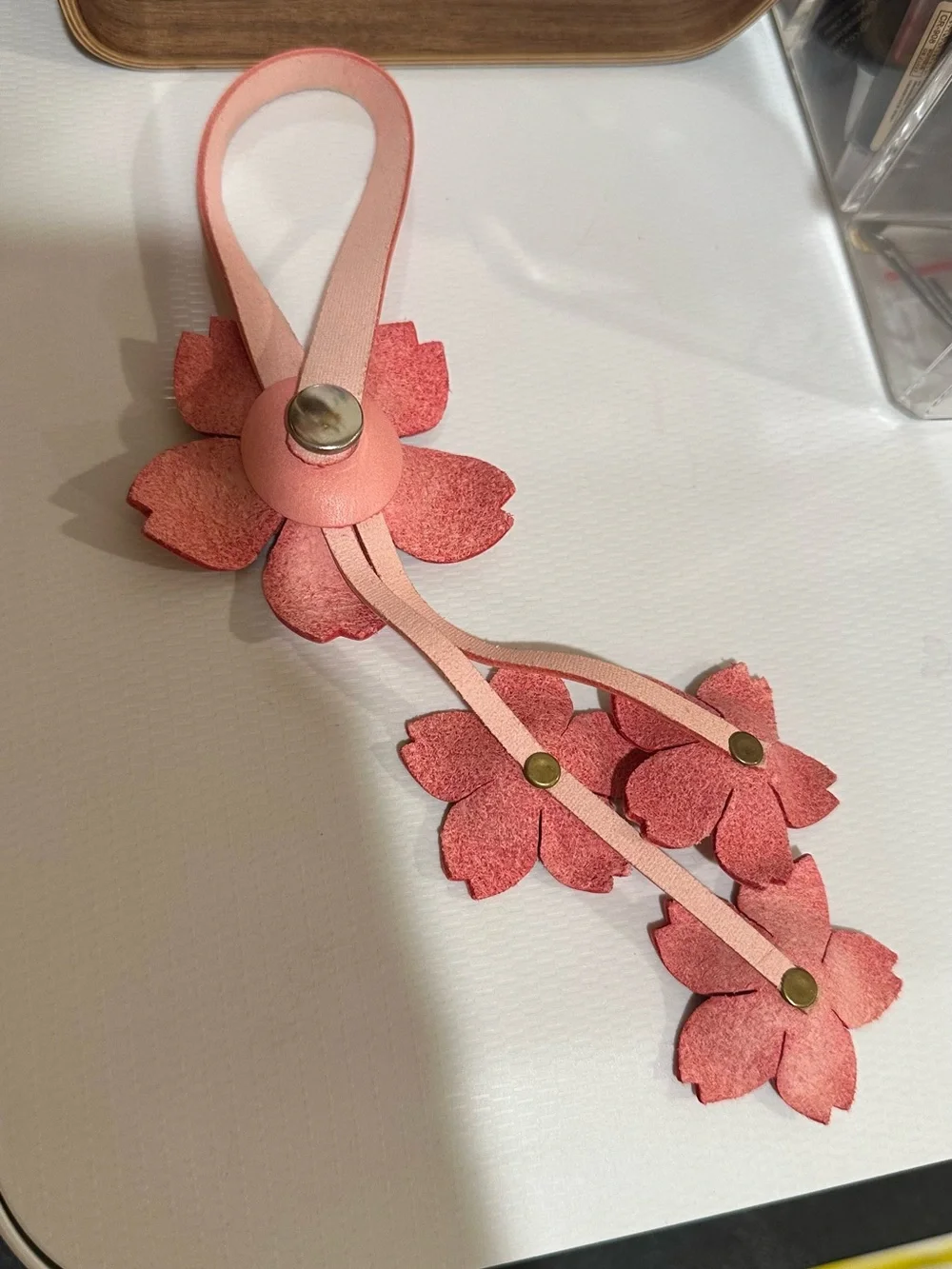 Handcrafted Pink Floral Hanging Bag Charm